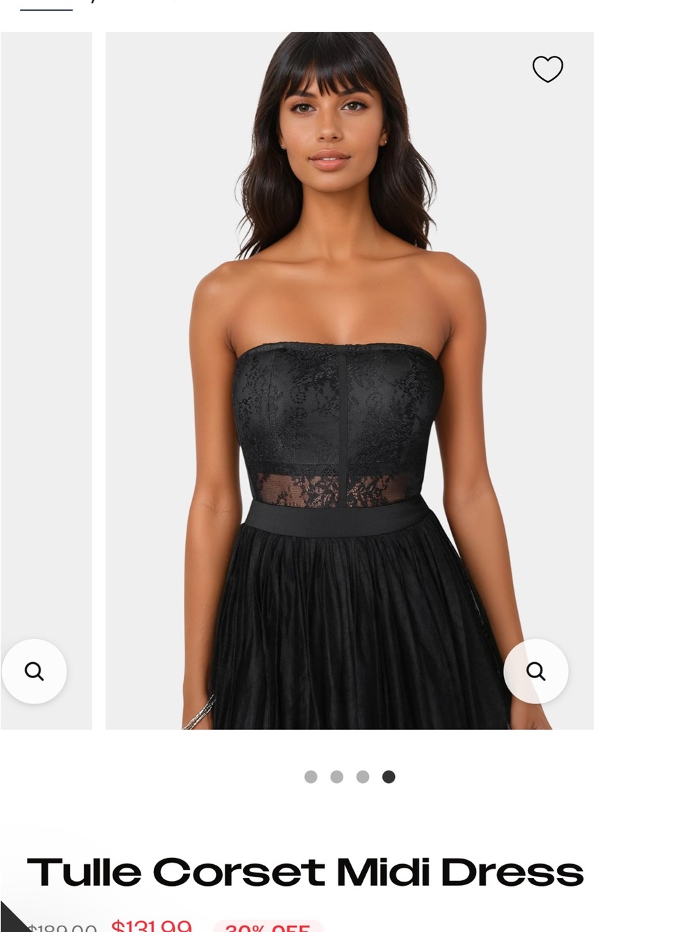 bebe  Tulle Corset Midi Dress - Black